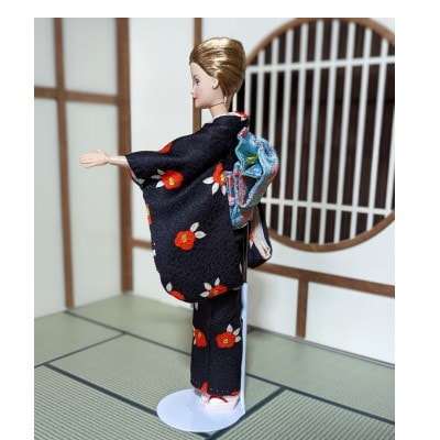 ドール着物　～着せ替え人形の小さな着物と帯セットK～