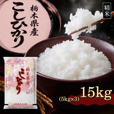 【令和8年産 新米】【食味鑑定士厳選】栃木県産 コシヒカリ　15kg(5kg×3袋)(さくら市)