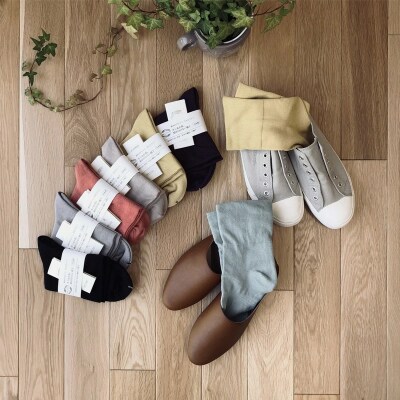 鈴木靴下 締め付けない 靴下(23～25cm):グレー レディース 日本製 米ぬか