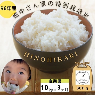 【3回定期便】減農薬米 特別栽培米 畑中さんの ひのひかり 白米10kg ヒノヒカリ 奈良県 三宅町