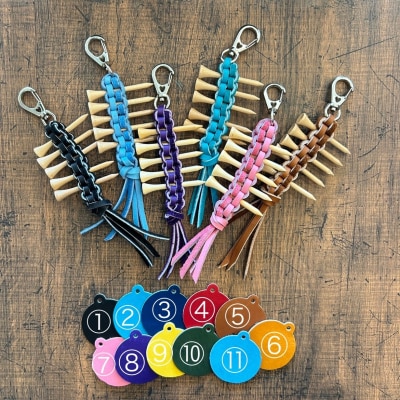  ゴルフティー 入れ JINTO 野球 グローブ 革 革小物 レザー キーホルダー ゴルフ:黒