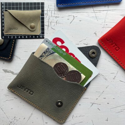 TINA JOJUN 本革 ミニウォレット カーキ コインケース TINA：JOJUN 財布 MADE IN JAPAN 本革 ミニウォレット