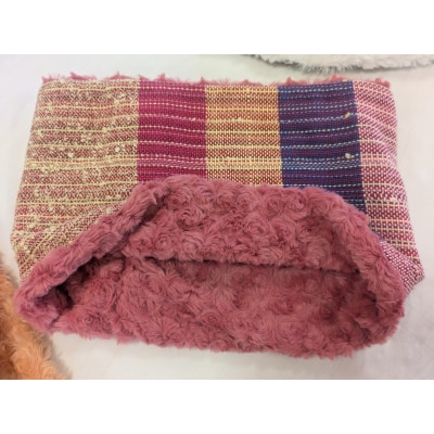 オリジナル ネックウォーマー 手作り さをり織り 手織り 絹 綿糸 機織り 温かい 冬 工房 七彩屋