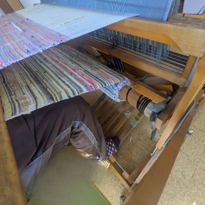 オリジナル ネックウォーマー 手作り さをり織り 手織り 絹 綿糸 機織り 温かい 冬 工房 七彩屋