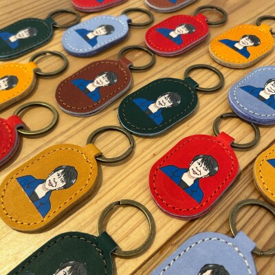 【高市早苗】オフィシャル キーリング レザーキーホルダー 野球 グローブ 本革 JINTO 奈良県