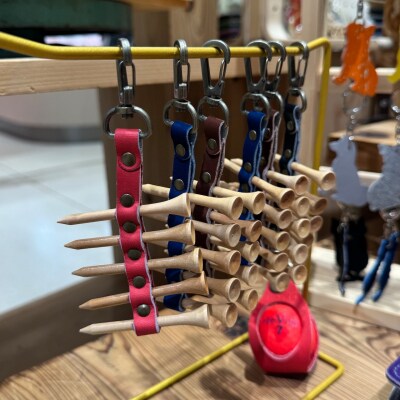 ゴルフティー フォルダー ティー付 JINTO 野球 グローブ 革 革小物 レザー ゴルフ:ピンク