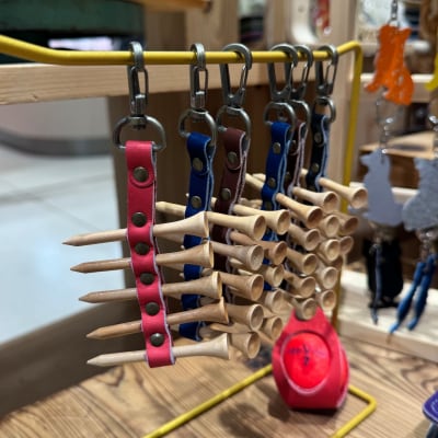 ゴルフティー フォルダー ティー付 JINTO 野球 グローブ 革 革小物 レザー ゴルフ:紫