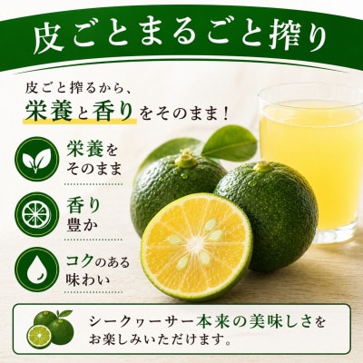 【沖縄県産】皮ごとまるごと搾り 果汁100% シークヮーサー 500ml×4本