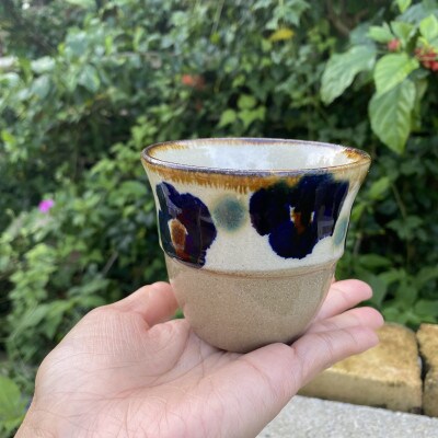 ヤチムン カップ花紋 2個セット エドメ陶房