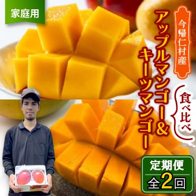 【発送月固定定期便】家庭用マンゴー2種食べ比べ(アップルマンゴー&キーツマンゴー)全2回
