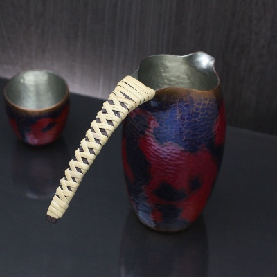 【冷たい口当たり】百年物語 銅製 茜色-錦-ちろり 手作り 日本酒 贈答品 新潟県 弥彦村