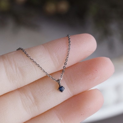 純チタンサファイアの一粒石ペンダント 誕生石 ネックレス 変色しにくい ギフト 新潟県 弥彦村