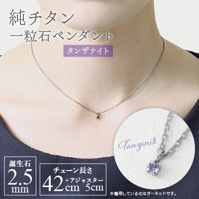 純チタンタンザナイトの一粒石ペンダント 誕生石 ネックレス 変色しにくい ギフト 新潟県 弥彦村