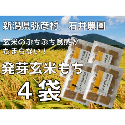 ぷちぷち食感がたまらない「発芽玄米餅」　4袋　新潟県弥彦村産「こがねもち」100%使用