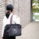 【左肩用】お仕事バッグ　しごとーと　シャイニー　ブラック/チェリーピンク　ストラップセット