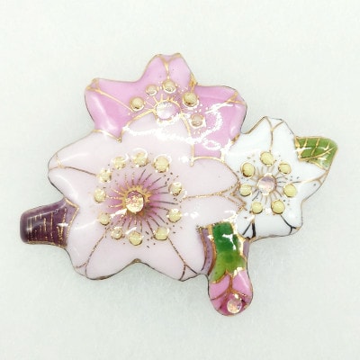 金彩無線七宝焼 桜のブローチ