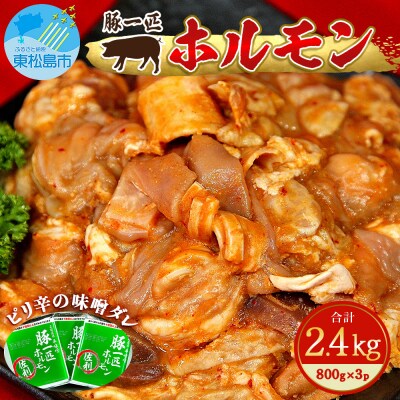 国産 豚ホルモン(ミックス) 辛味噌味 2.4kg (800g&times;3袋) 冷凍 宮城県 東松島市