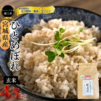 宮城県産 令和7年産米先行予約 特別栽培米 ひとめぼれ 玄米 4.5kg デンマーク王室献上 お米