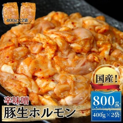 国産 豚 生ホルモン 辛味噌味 800g(400g×2パック) 冷凍 小分け 味付 簡単 AB