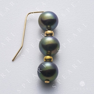 アコヤ フックピアス(黒染め)(6.5mm-7mm) 14金メッキ