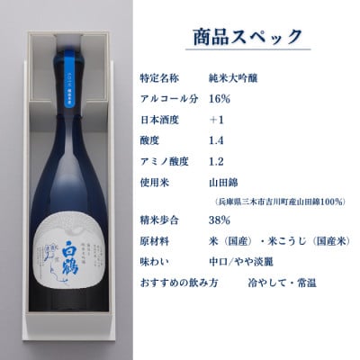 【白鶴酒造】特撰 天空 袋吊り 純米大吟醸 みとせ(三年熟成酒)720ml瓶(化粧箱入)