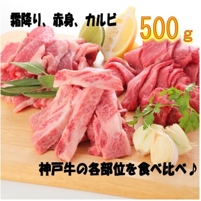 【A5神戸牛】焼肉おまかせセット 500g(霜降り・赤身・カルビ )