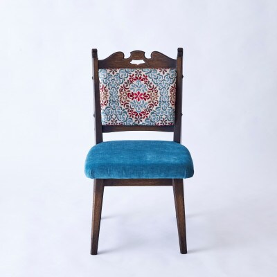 創業150年老舗洋家具屋の小椅子ポロチェア【Turquoise flower/High type】