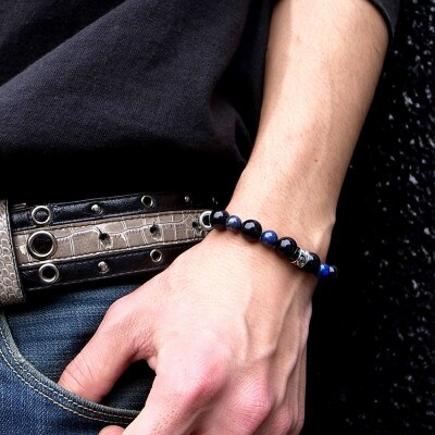 パワーストーン×シルバーブレス Lサイズ オニキス ラピスラズリ 天然石 神戸市 DJ-013L