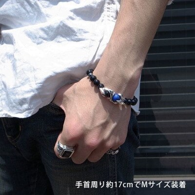 パワーストーン×シルバーブレス Mサイズ ラピスラズリ オニキス 天然石 神戸市 DJ-032M