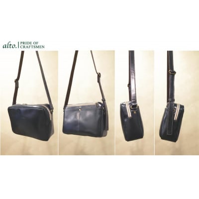 【alto.】BOX型ショルダーバッグ(ネイビー)