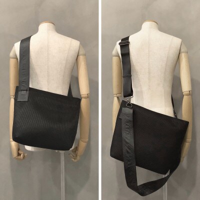 【-Less】DIA MESH/アシンメトリーショルダーバッグ　M (ブラック) LMSB-7002