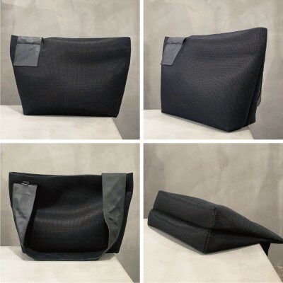 【-Less】DIA MESH/アシンメトリーショルダーバッグ　L (ブラック)　LMSB-7003