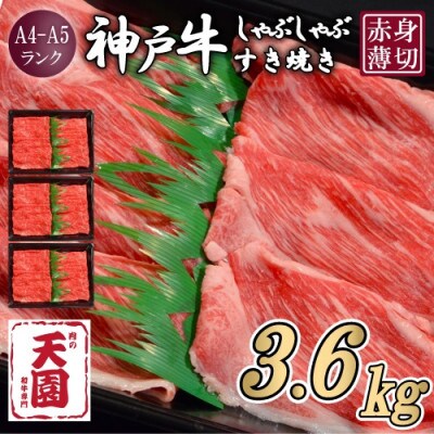 【毎月定期便】【ふるさと納税】神戸牛 赤身 モモ しゃぶしゃぶすき焼き1200g×全3回