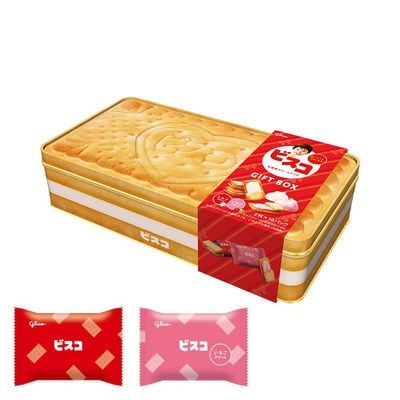 【最短当日発送】ビスコ ギフトボックス(ミルク味・いちご味×各8袋入)1缶