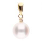 【薄月】無調色 アコヤパール ダイヤモンド K18 イエローゴールド ペンダントトップ