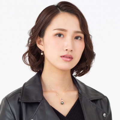【桔梗】黒蝶真珠(タヒチパール) アメジスト ローズクォーツ K18ピンクゴールド ペンダントトップ