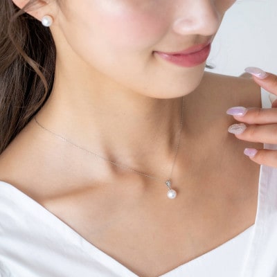 【菊花】無調色 アコヤ真珠 K14 ホワイトゴールド ペンダントトップ