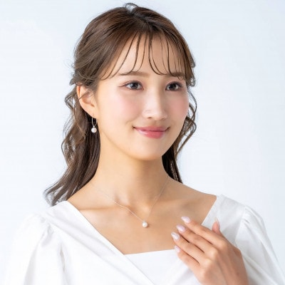 【11月誕生石】無調色 アコヤ真珠 ブルートパーズ K10WG ペンダント ネックレス チェーン付