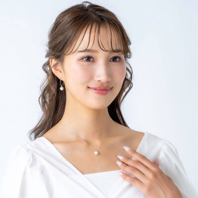 【10月誕生石】無調色 アコヤ真珠 ピンクトルマリン K10WG ペンダント ネックレス チェーン付