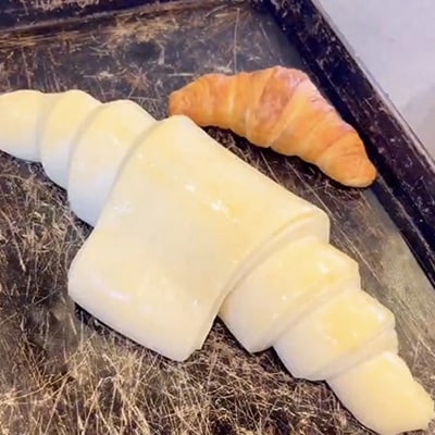 15倍の衝撃!顔より大きい　超巨大クロワッサン1個(全長約45cm～50cm)