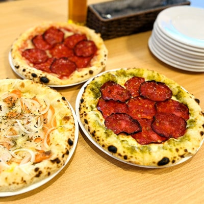 【お店で人気の3品セット】シーフードアヒージョ、エビのトマトソースグラタン、ジェノベーゼ&サラミピザ