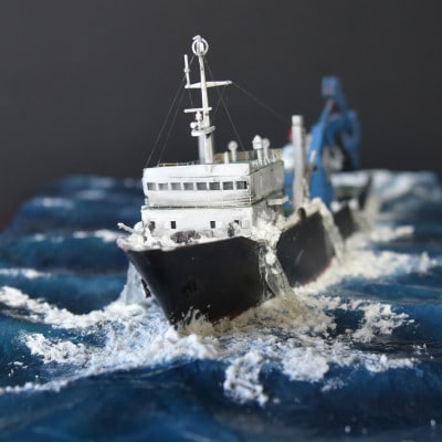 小型潜航艇わだつみ/輸送シーンジオラマ GK完成品《オリジナル1点もの》レジンキャスト製塗装済完成品