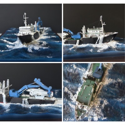小型潜航艇わだつみ/輸送シーンジオラマ GK完成品《オリジナル1点もの》レジンキャスト製塗装済完成品