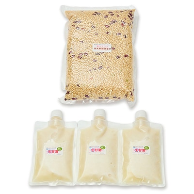 《7点計5種》免疫力が気になる方におすすめ　発酵食品セット　即席味噌・漬物・甘酒・小豆玄米・薪釜塩