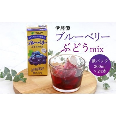 伊藤園 ブルーベリーぶどうmix 紙パック 200ml×24本 IT010