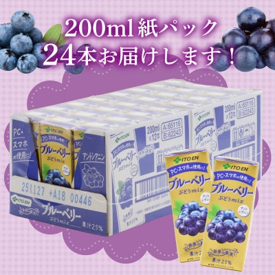 伊藤園 ブルーベリーぶどうmix 紙パック 200ml×24本 IT010