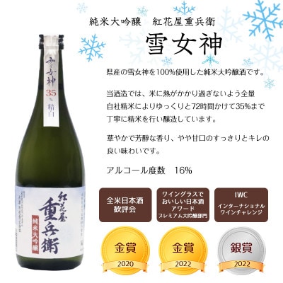 山形の純米大吟醸セット　(紅花屋重兵衛　雪女神と澤正宗　山田錦)