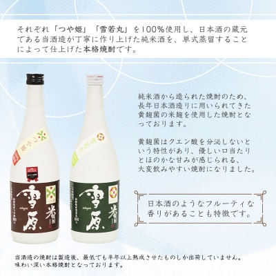 《つや姫・雪若丸100%使用》山形の本格米焼酎 2本飲み比べセット