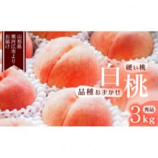 白桃《硬い桃》3kg(8〜16玉) 品種おまかせ 秀品【2024年8月上旬～9月下旬発送予定】