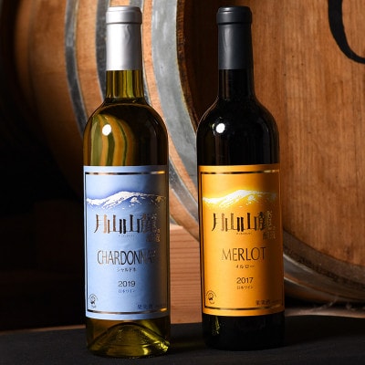山形の地ワイン赤白セット【月山山麓】メルローとシャルドネ(720ml×2本)　015-E18